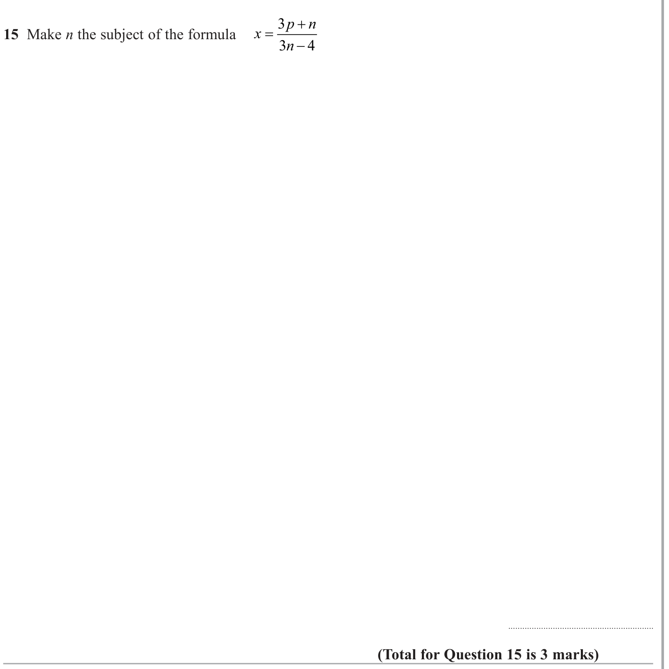 Rearranging formulae and substitution question 4