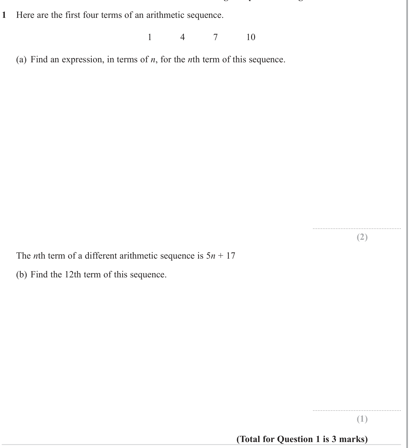 Sequences question 4