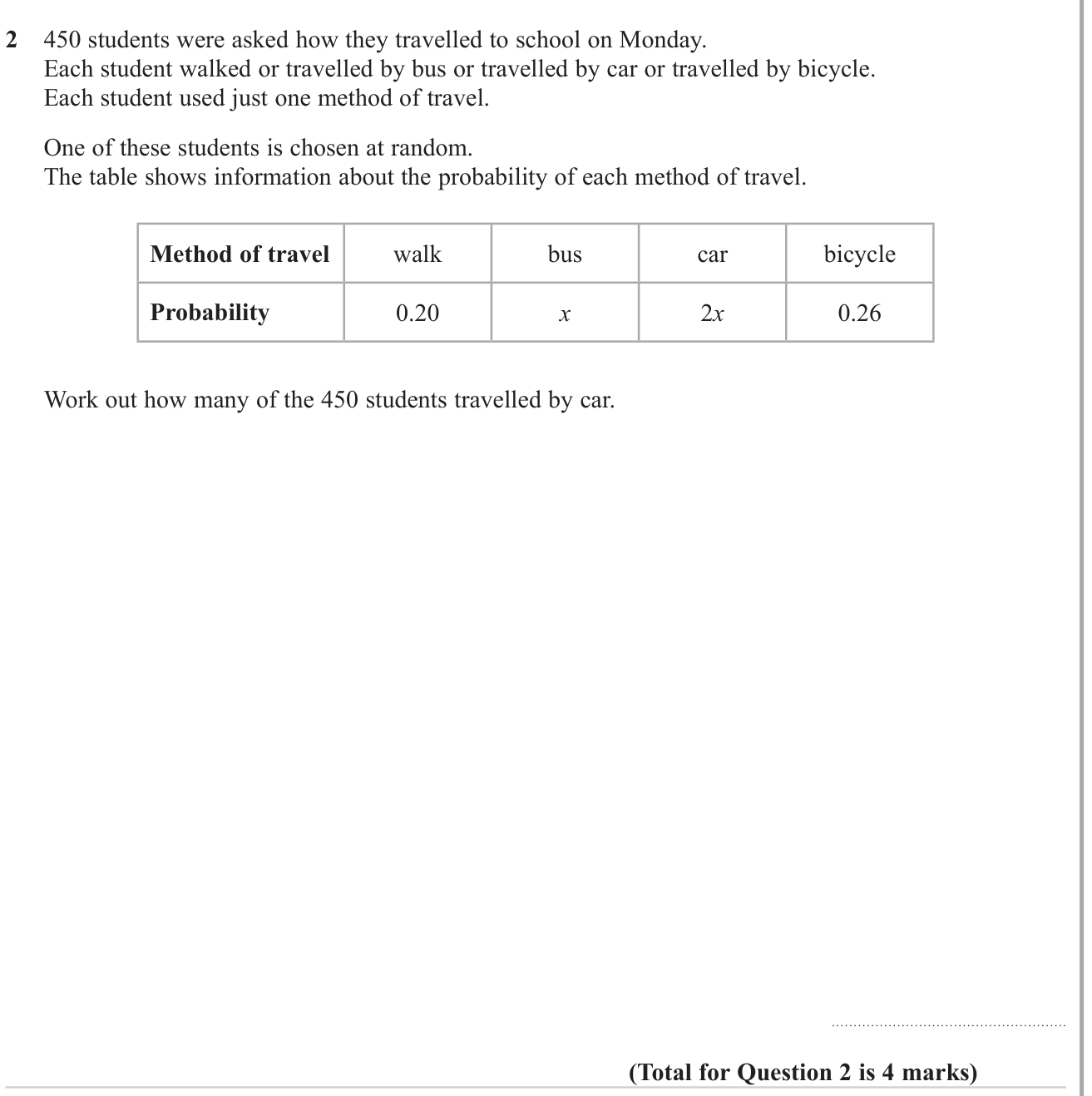 Experimental probability question 2