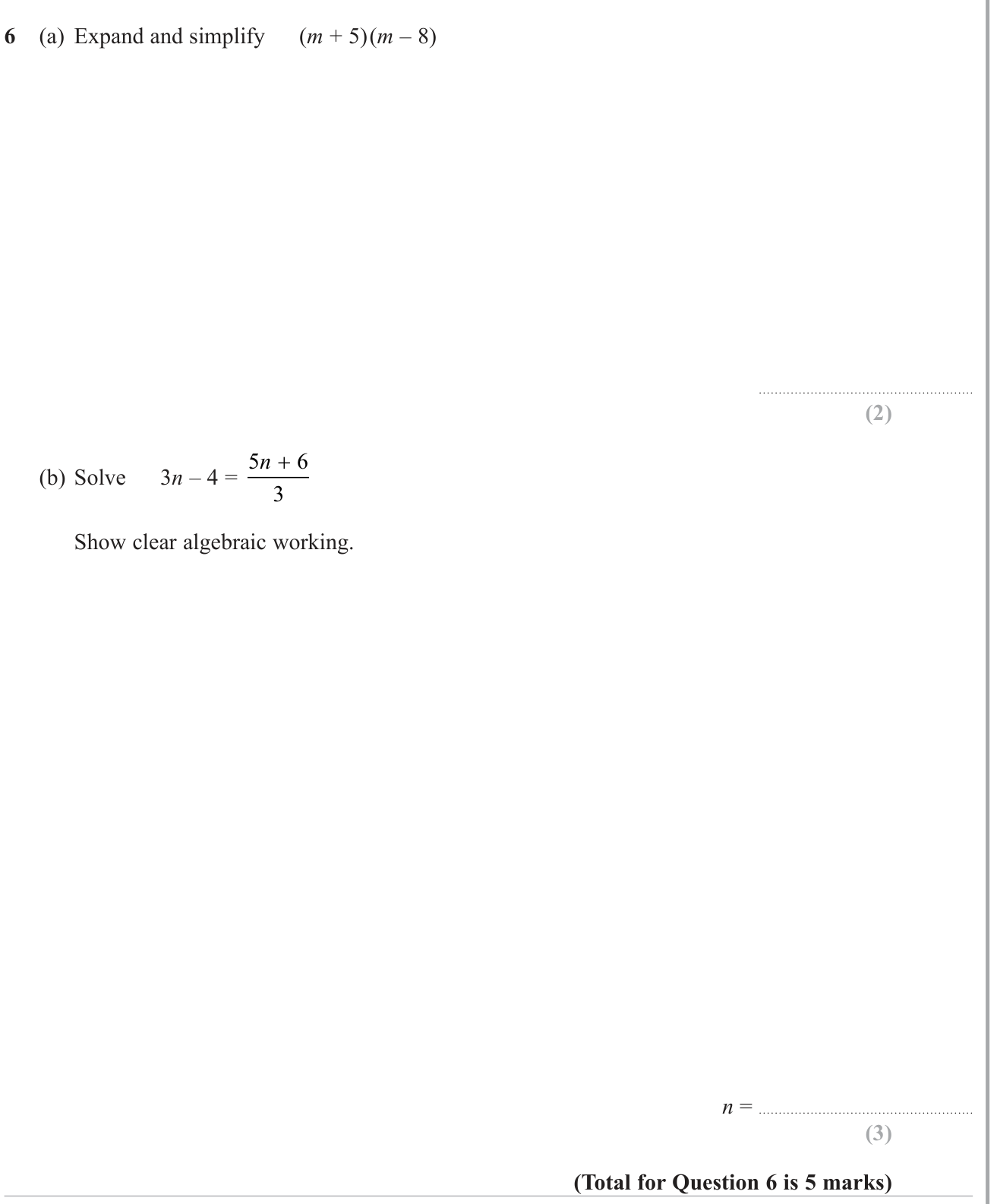 Expanding brackets question 2