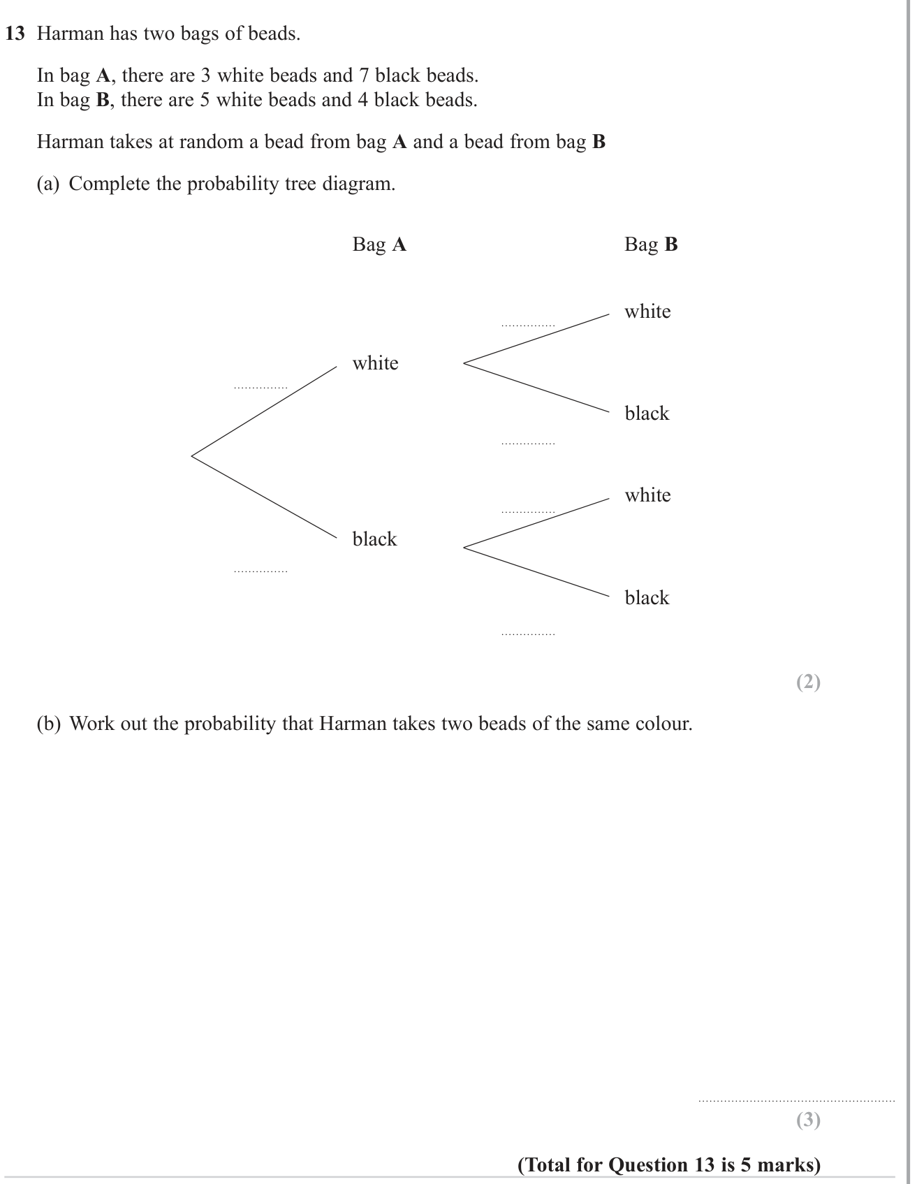 Probability tree question 2