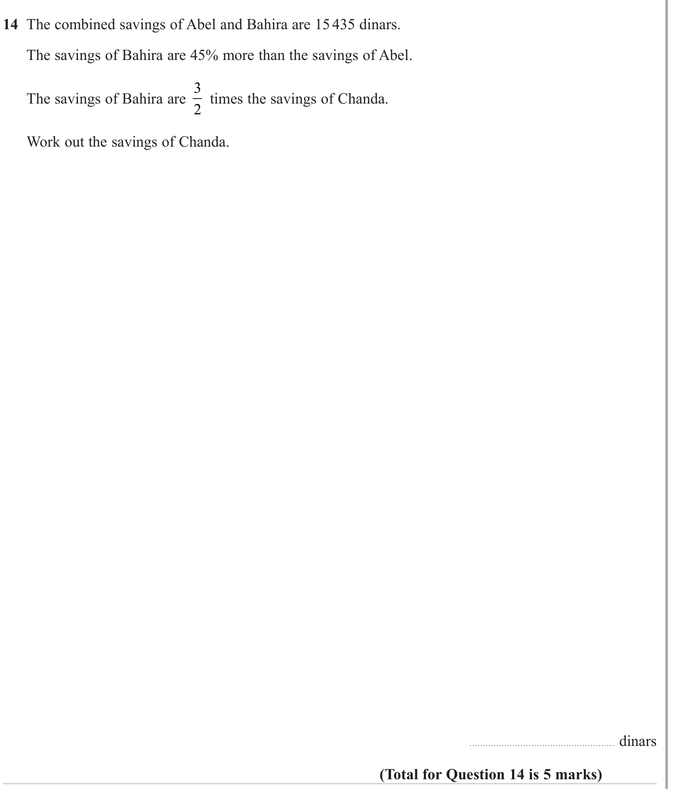 Percentages question 5