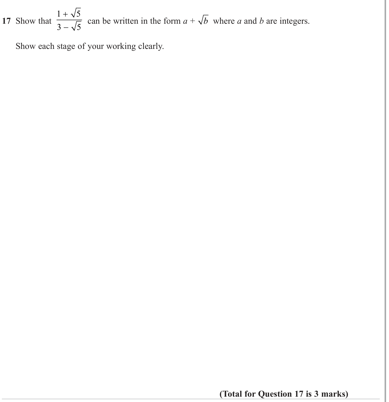 Surds question 1