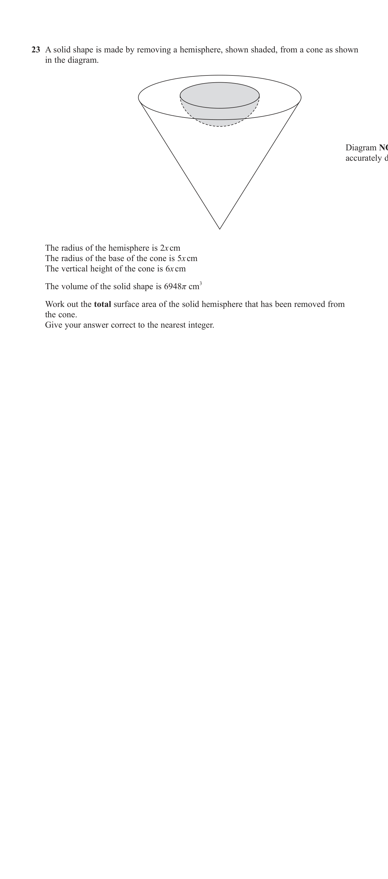 Volume and Surface Area question 5