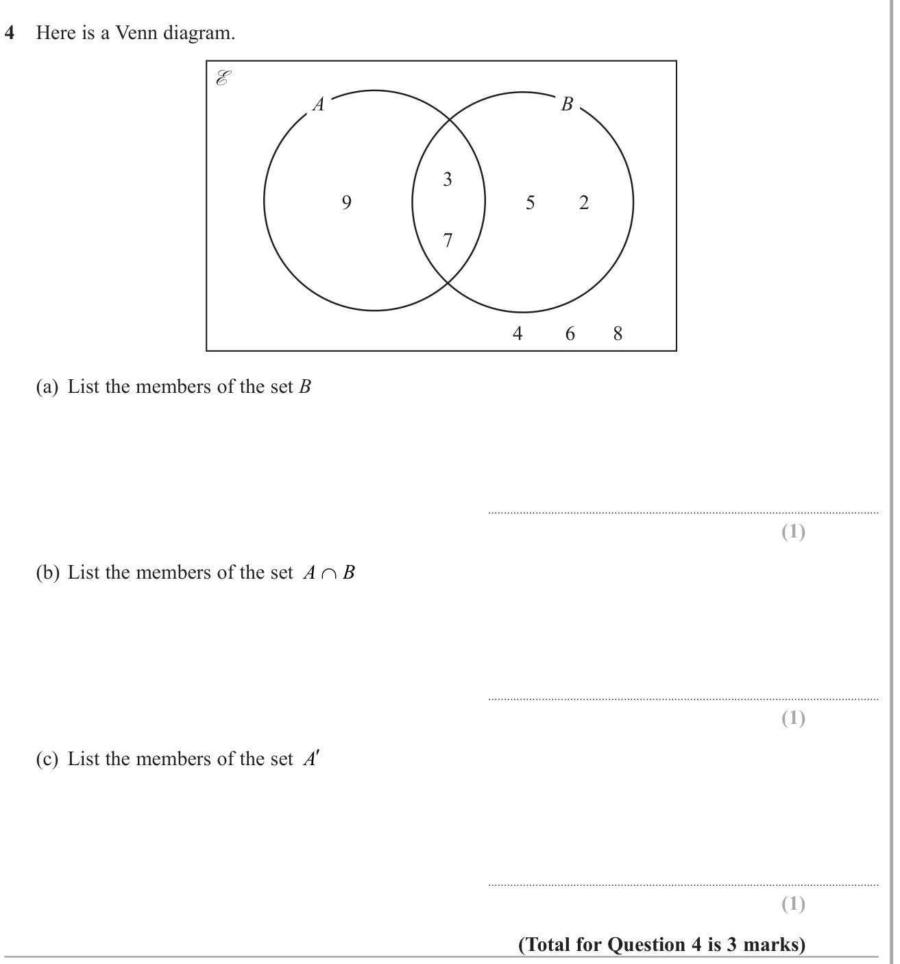 Sets and Venn Diagram question 4
