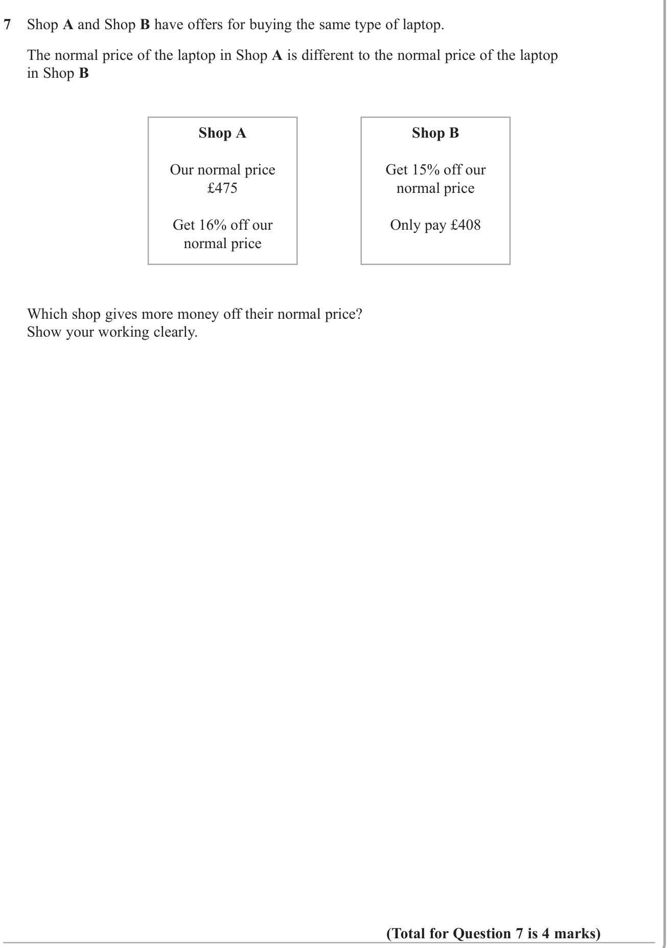 Percentages question 6