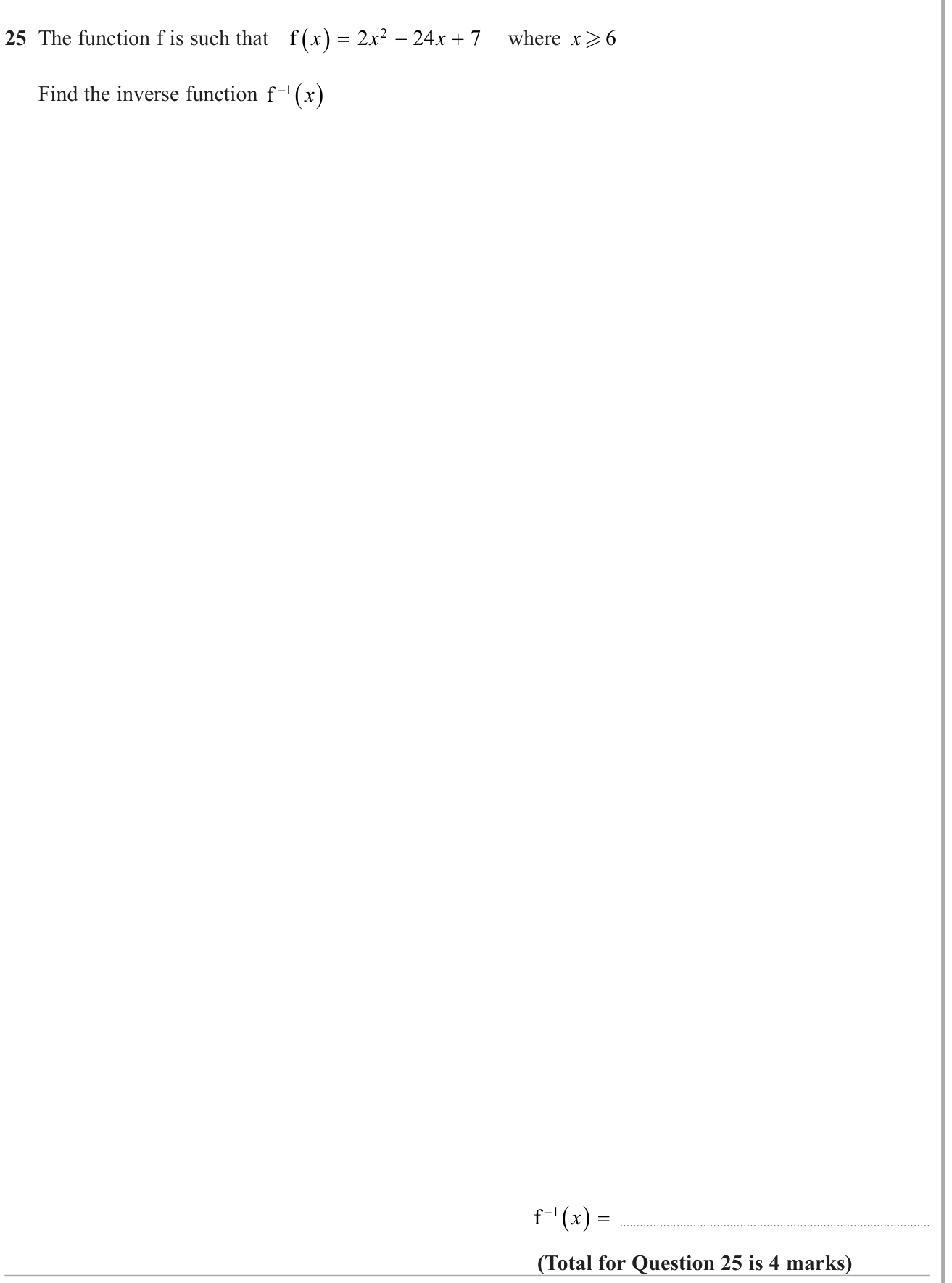 Functions (composite and inverse) question 5