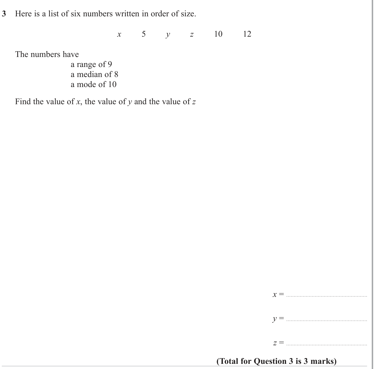 Averages (discrete data) question 2
