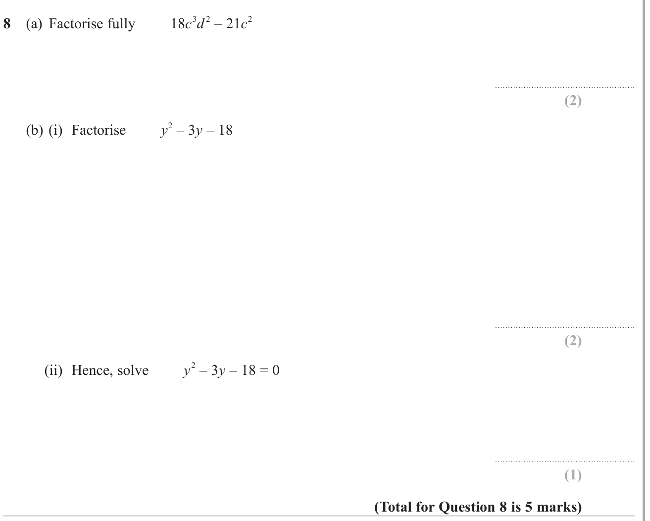 Quadratic equations question 1