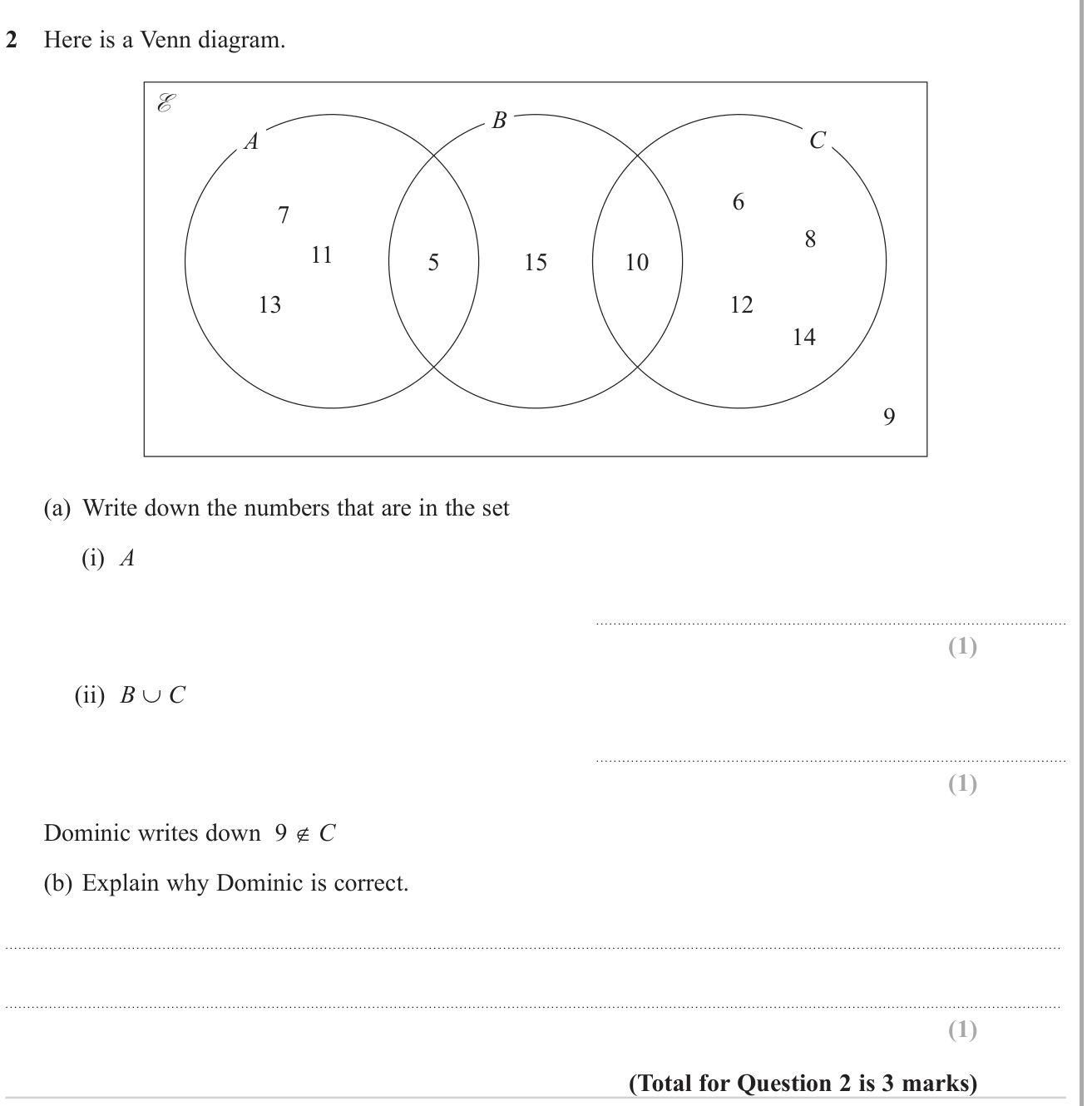 Sets and Venn Diagram question 5