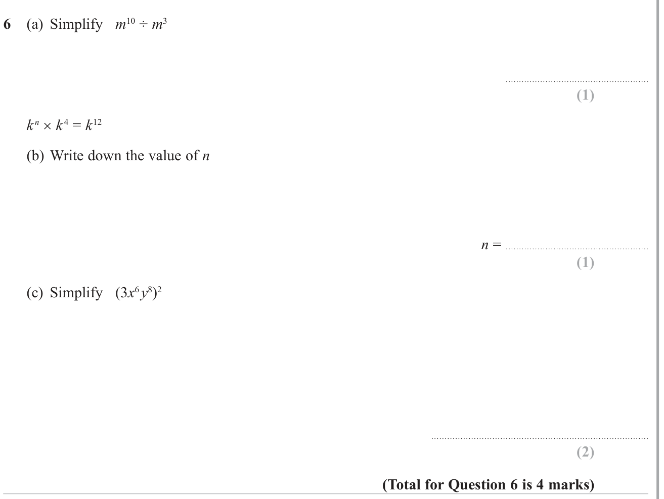 Index laws question 4