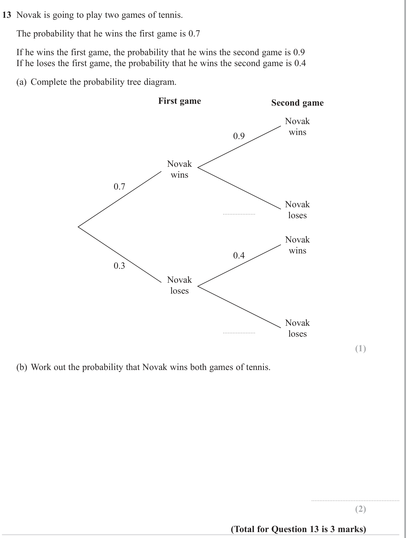 Probability tree question 4