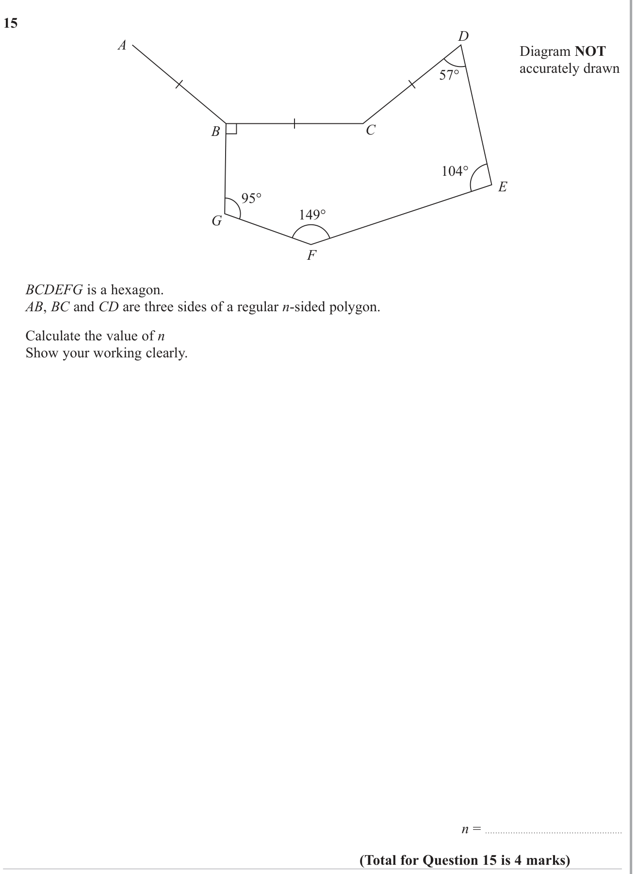 Interior and exterior angles of polygons question 4