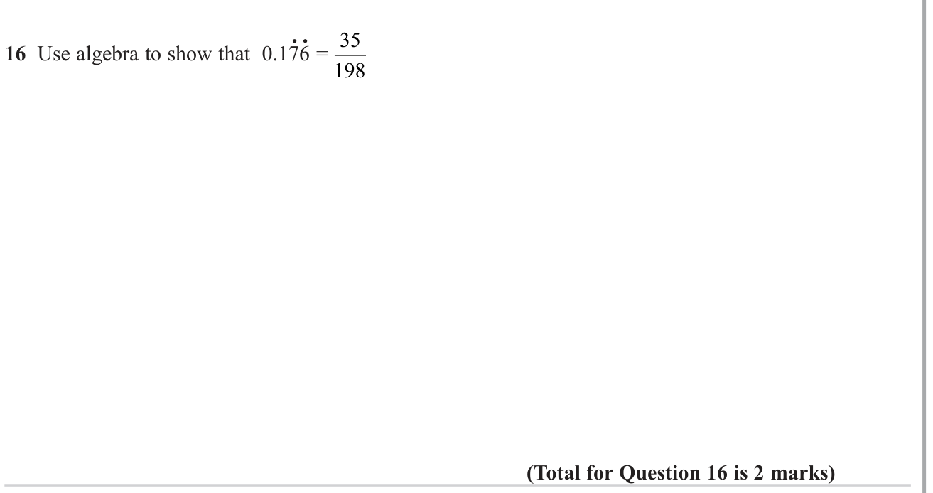 Convert recurring decimal to fraction question 2
