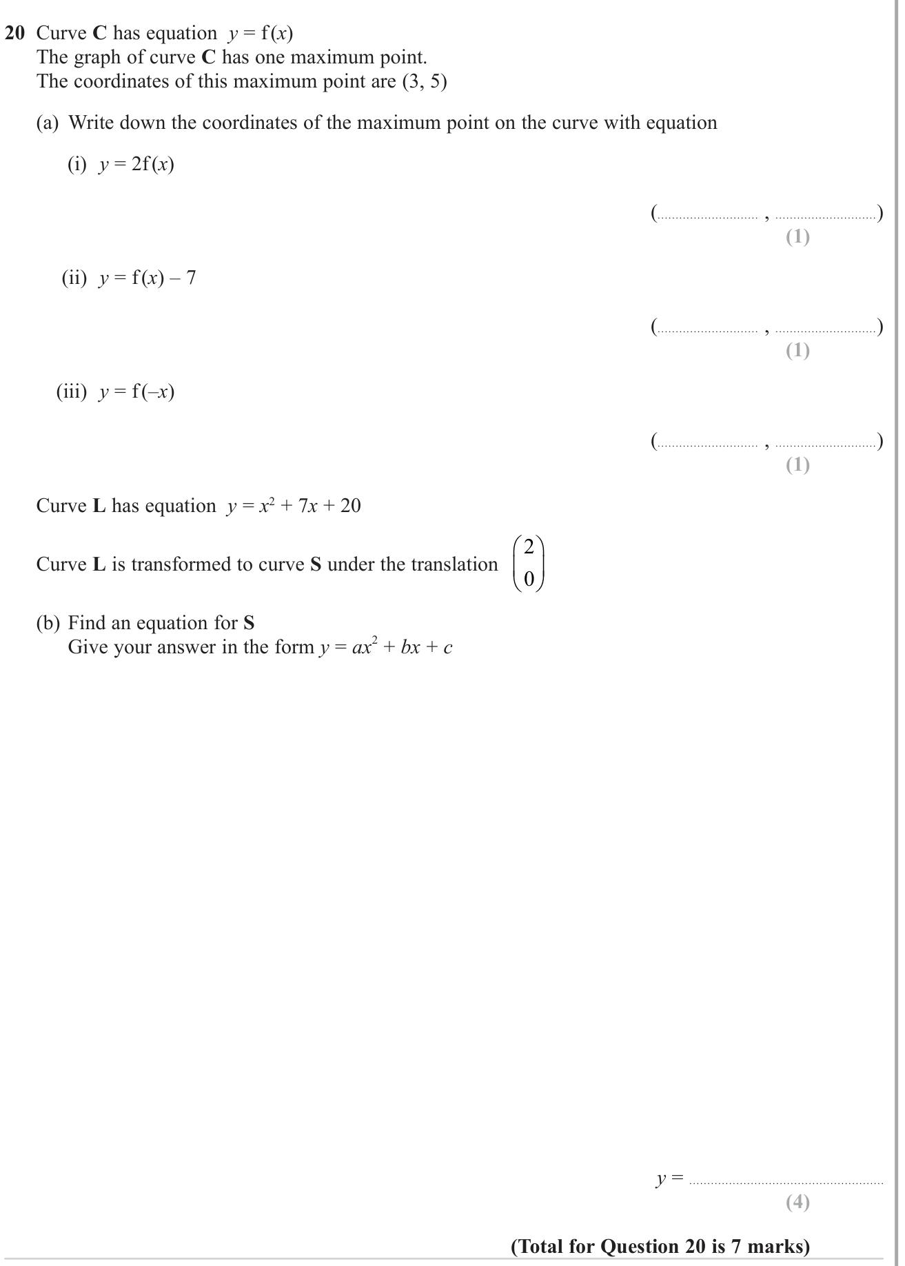 Functions (composite and inverse) question 7