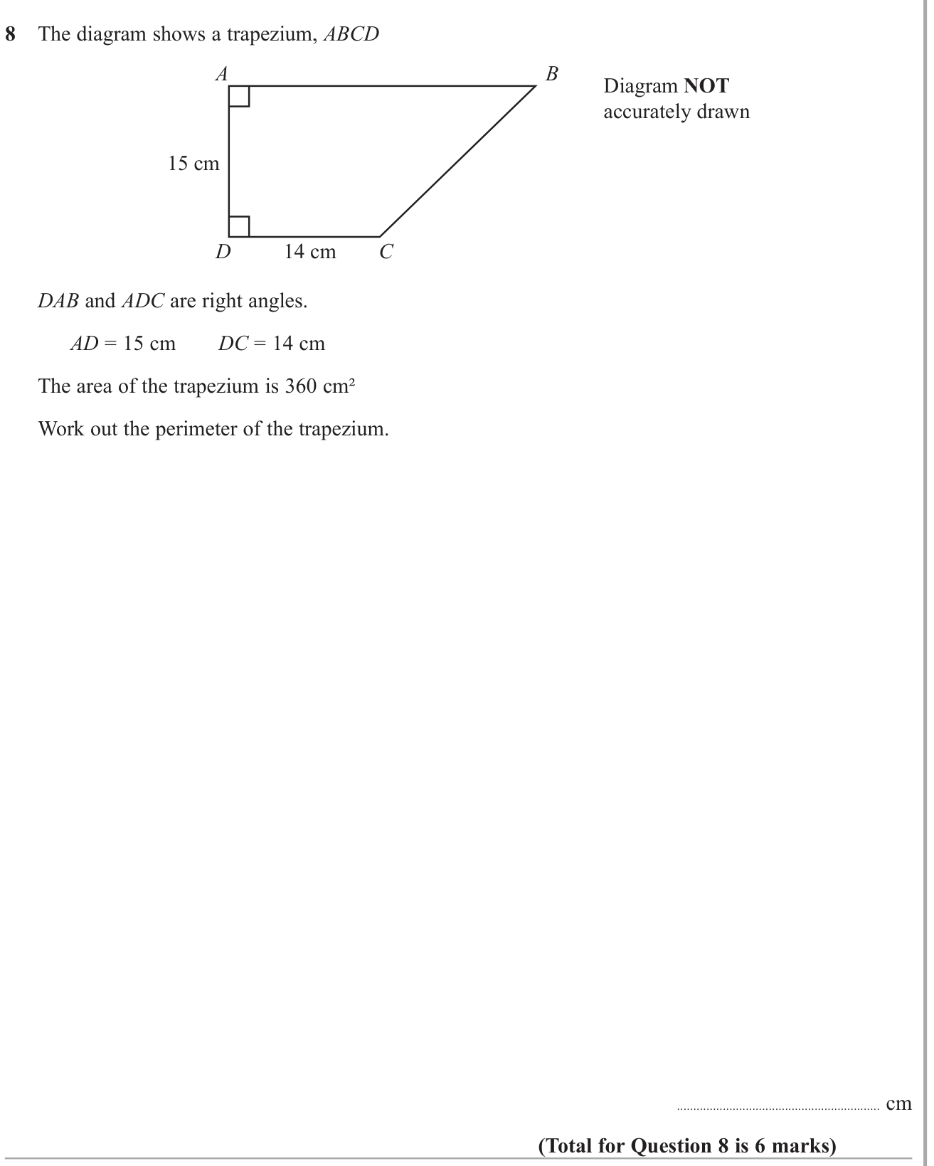 Perimeter and Area question 10