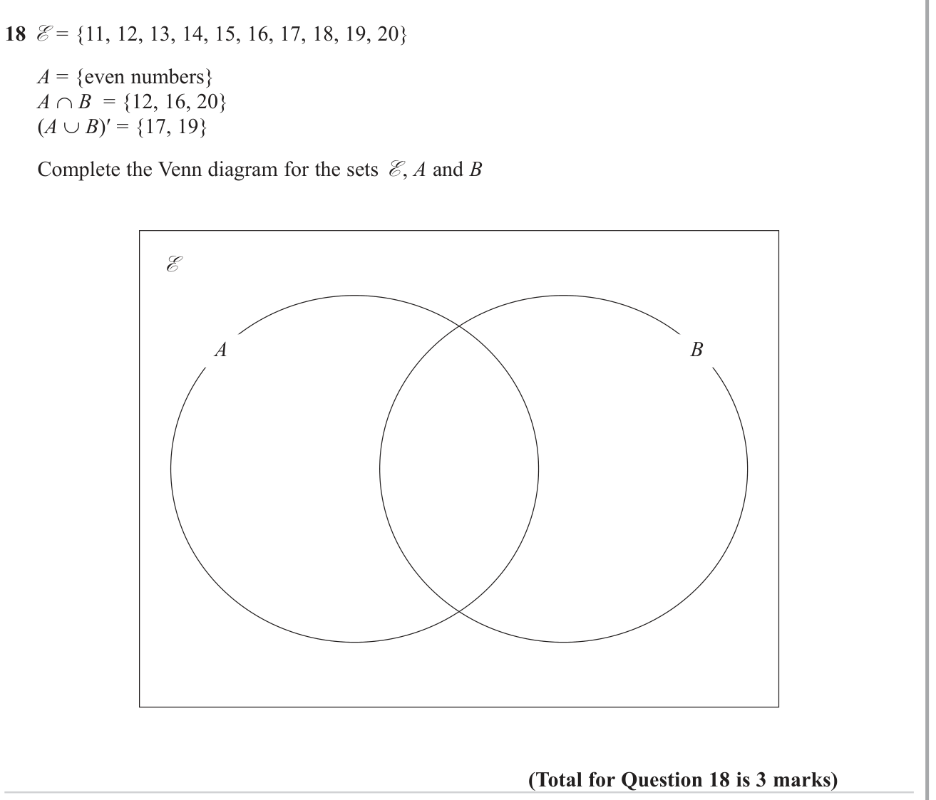 Sets and Venn Diagram question 7
