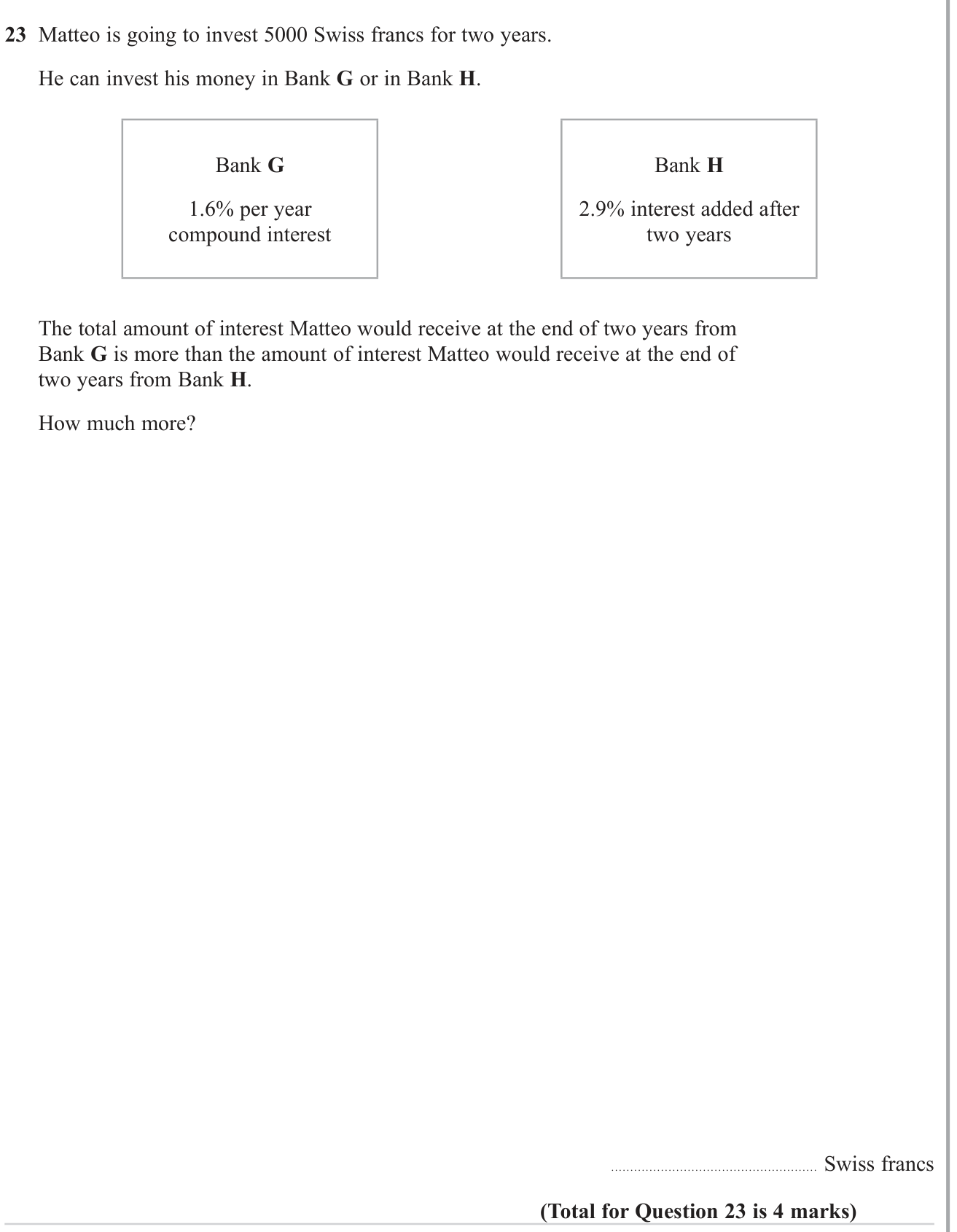 Simple and compound interest question 2