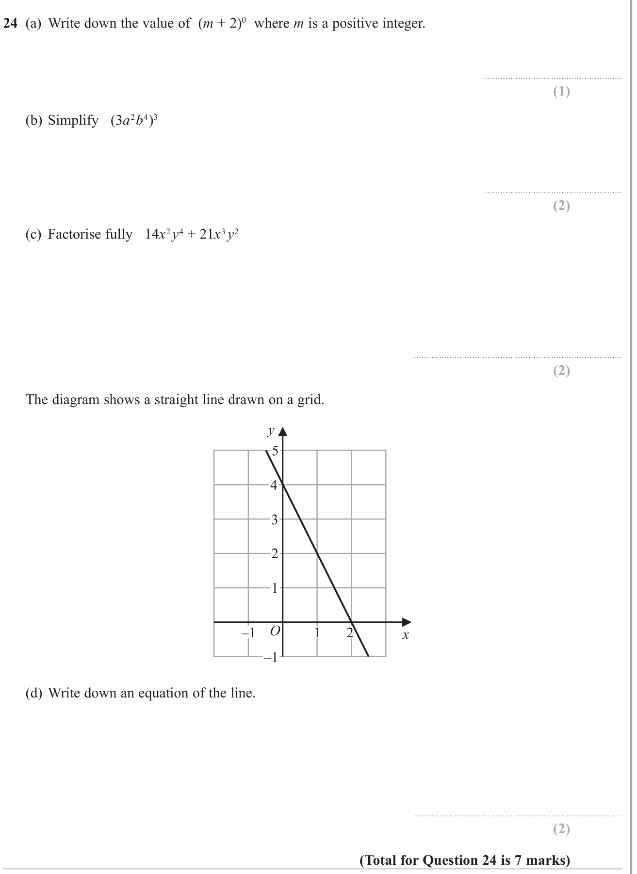 Equation of a straight line question 4