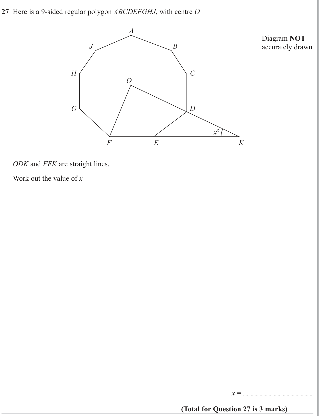 Interior and exterior angles of polygons question 3