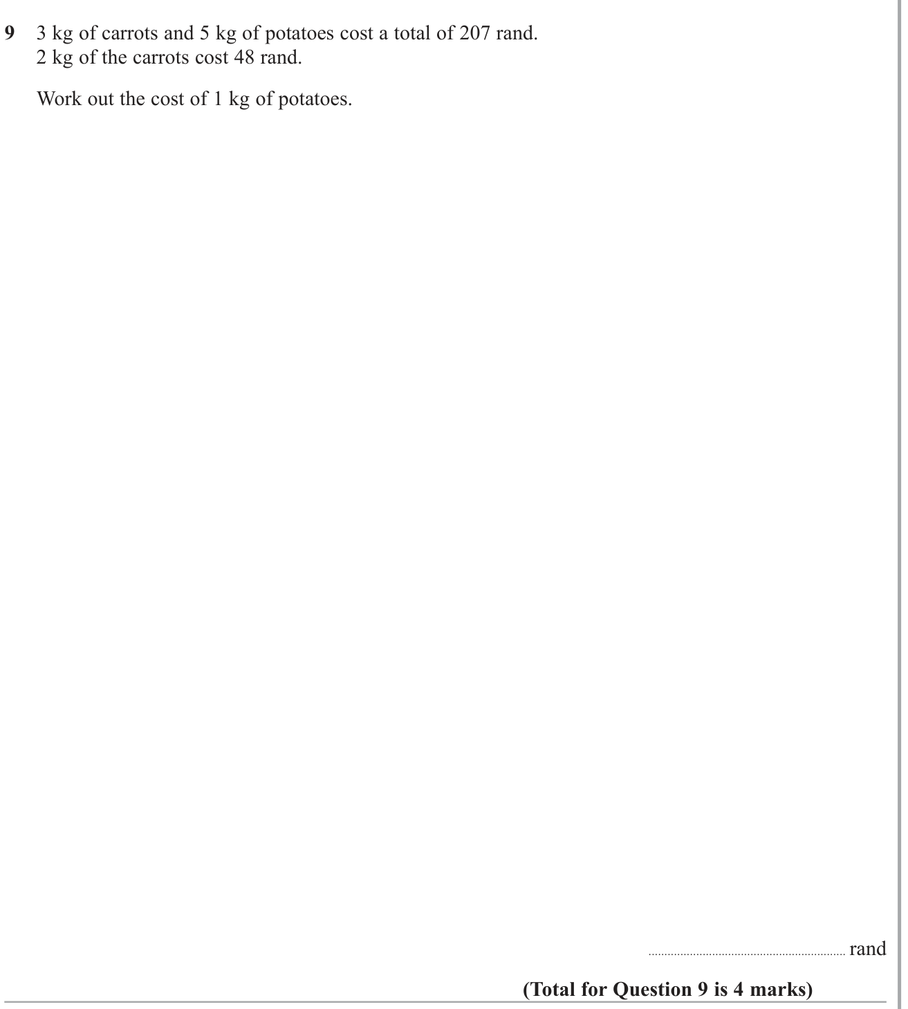 Basic algebra question 9