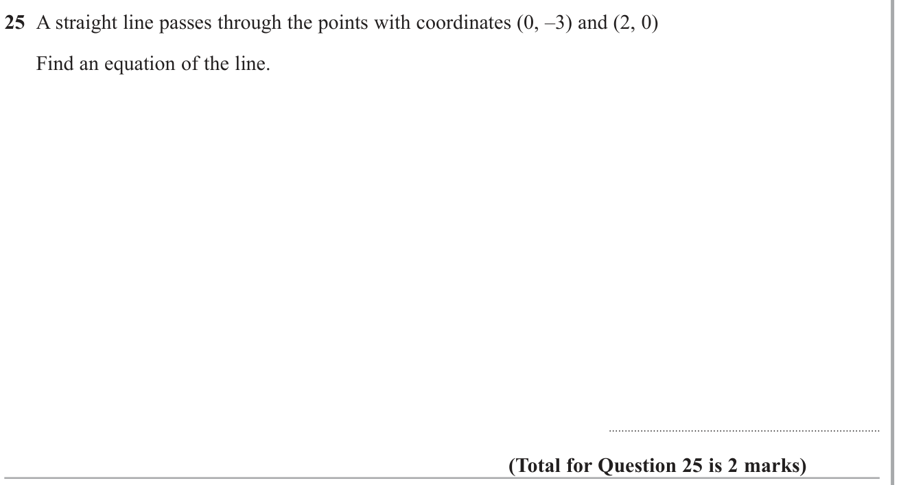 Equation of a straight line question 5