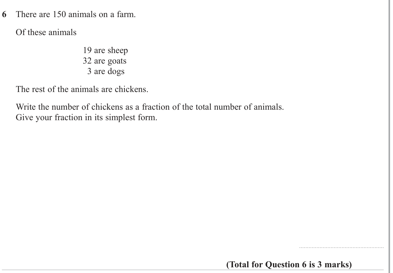 Operations with fractions (non calculator) question 6