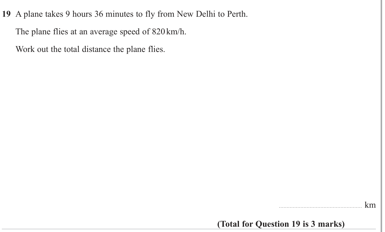 Speed, distance, time problems question 8