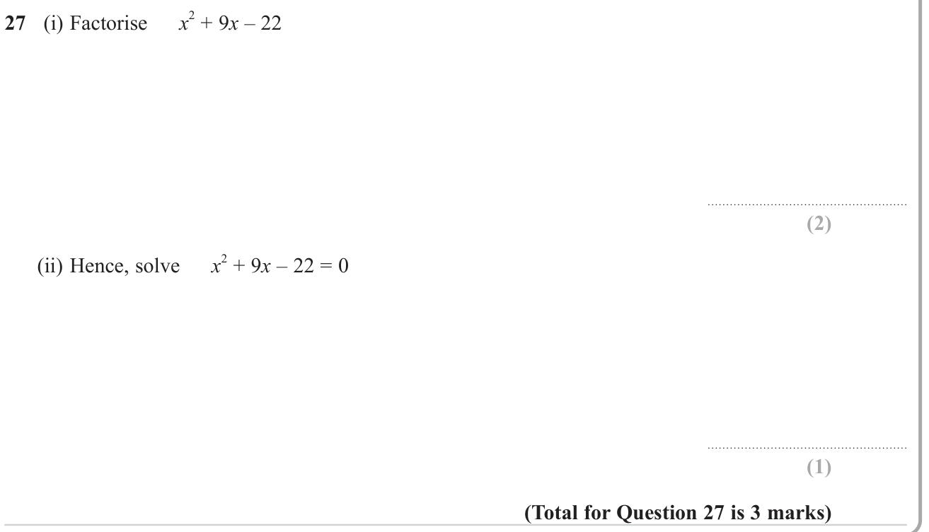 Quadratic equations question 1