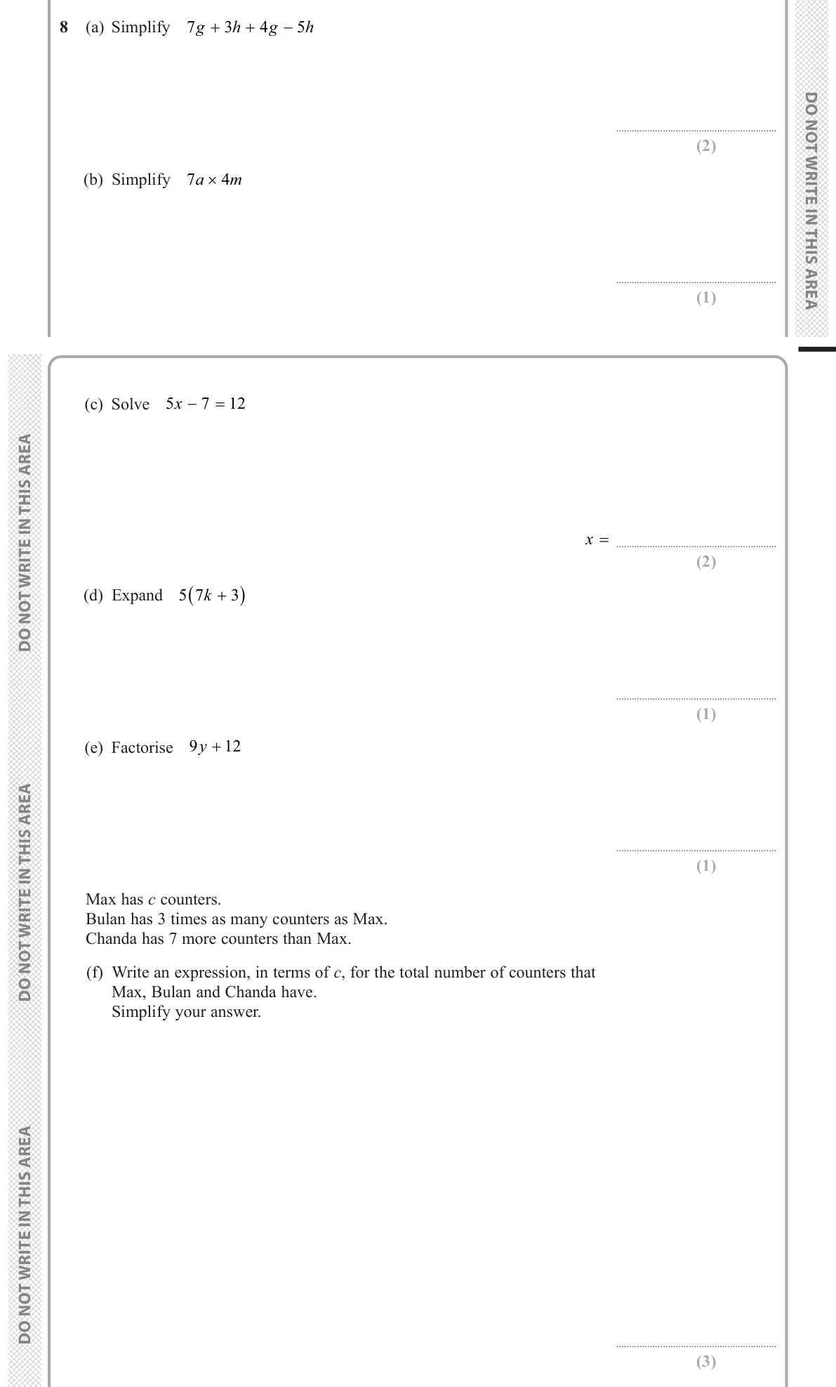 Linear equations question 8