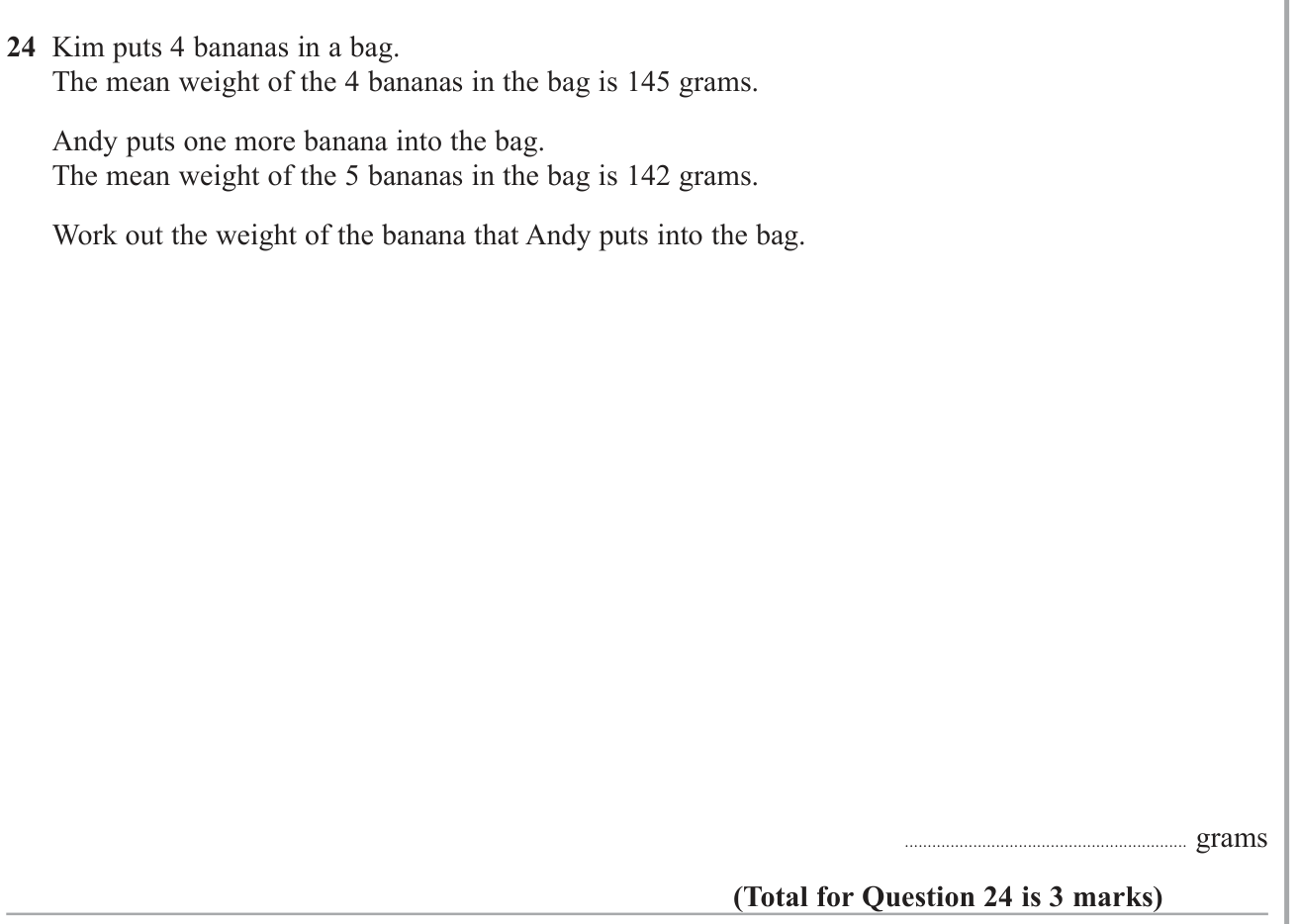 Averages (discrete data) question 11