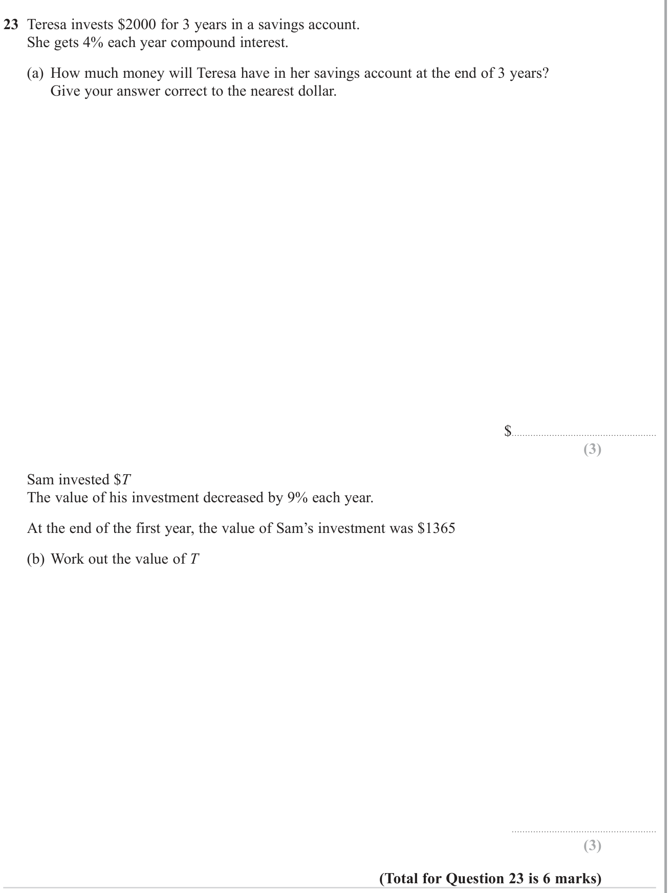 Simple and compound interest question 7