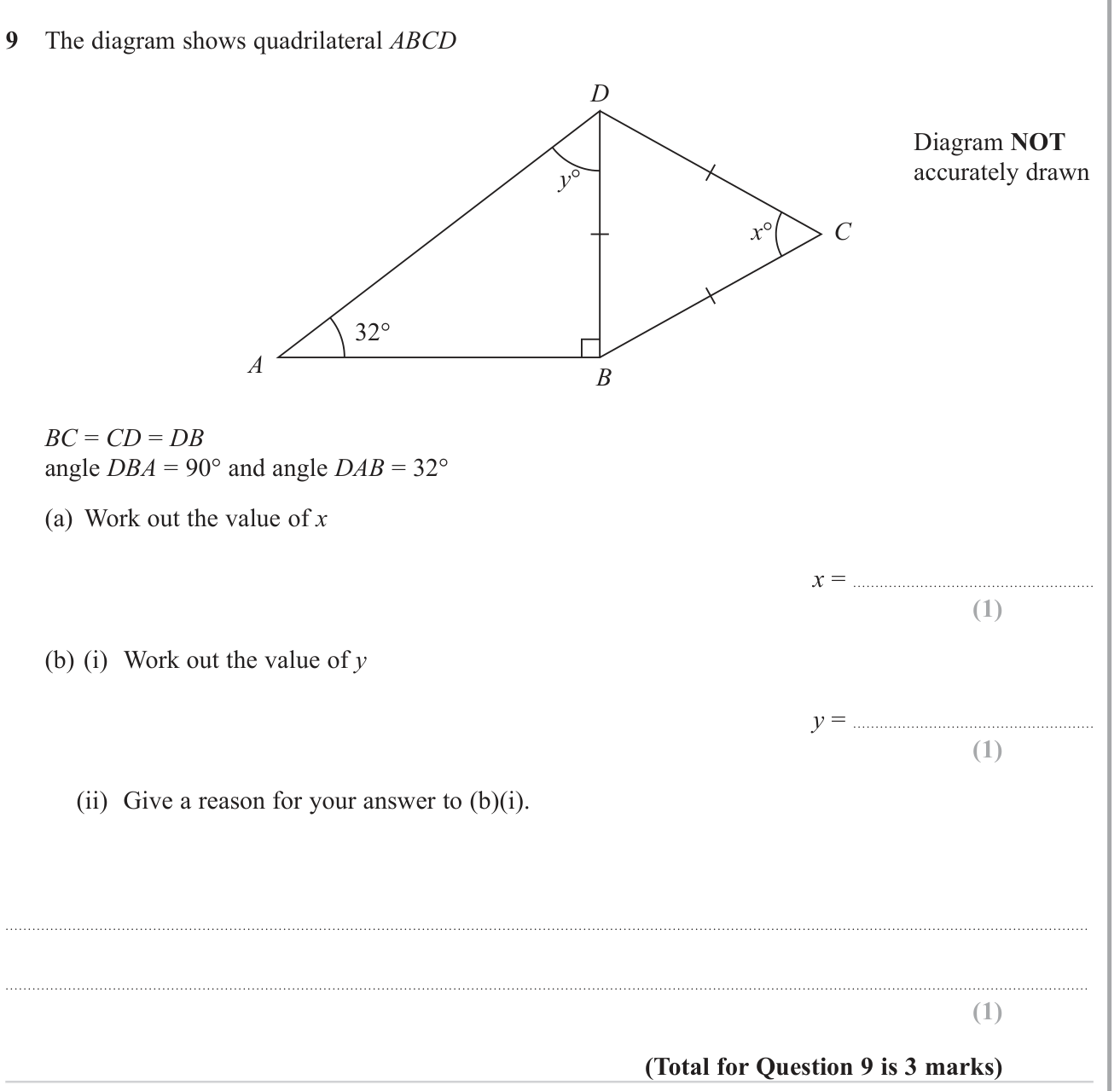 Angles using geometrical properties question 12