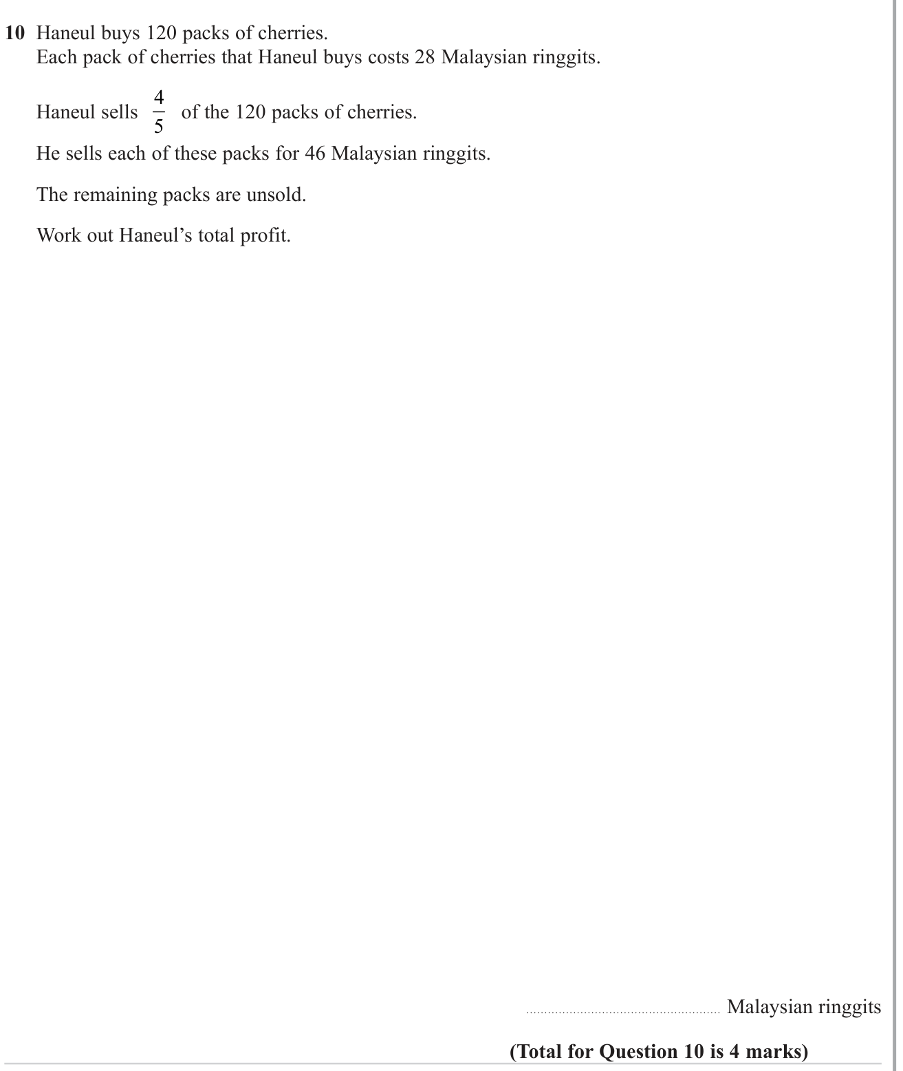 Percentages question 22