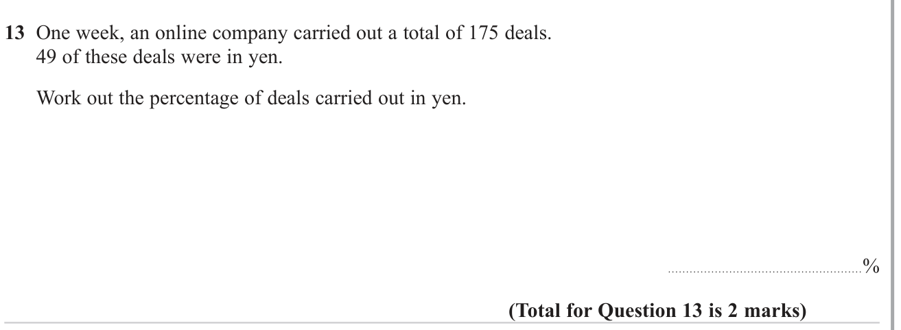 Percentages question 23