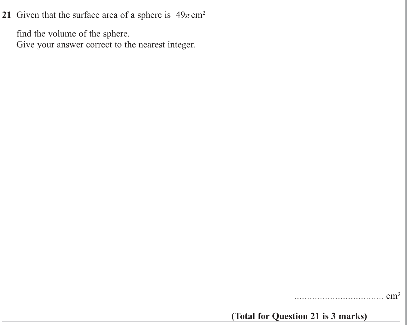 Volume and Surface Area question 10