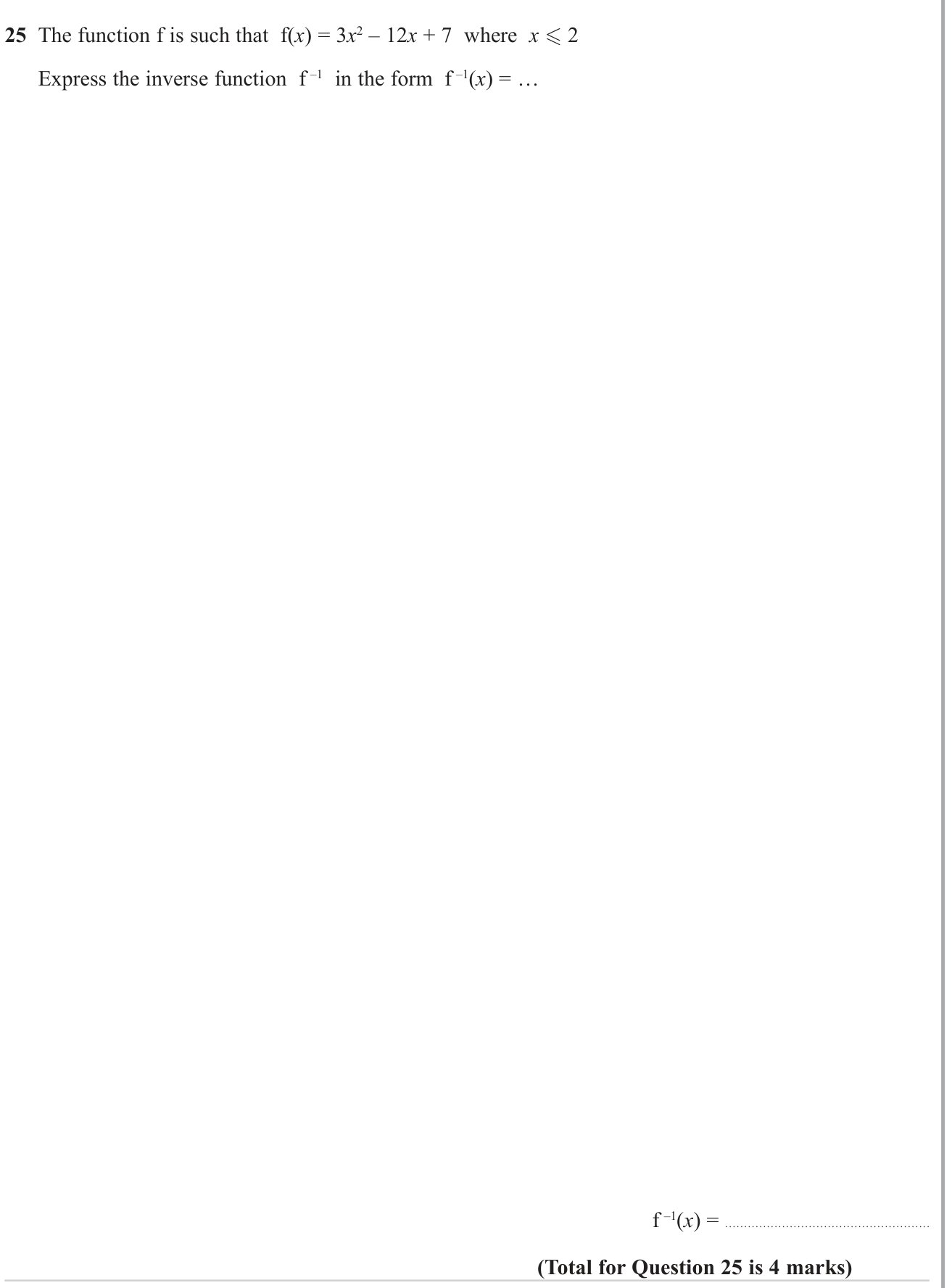 Functions (composite and inverse) question 8