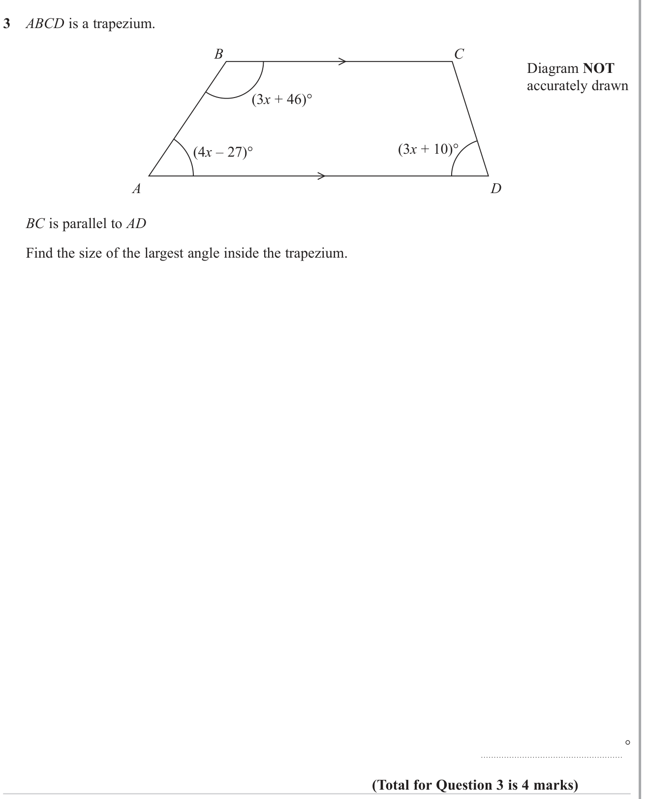 Angles using geometrical properties question 3