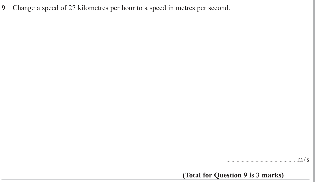 Speed, distance, time problems question 3