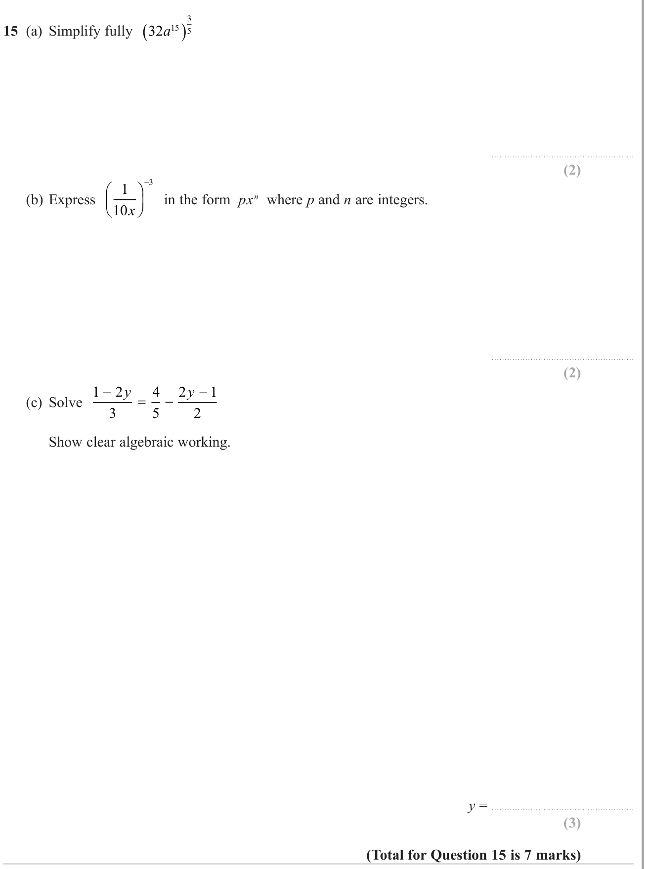 Index laws question 8