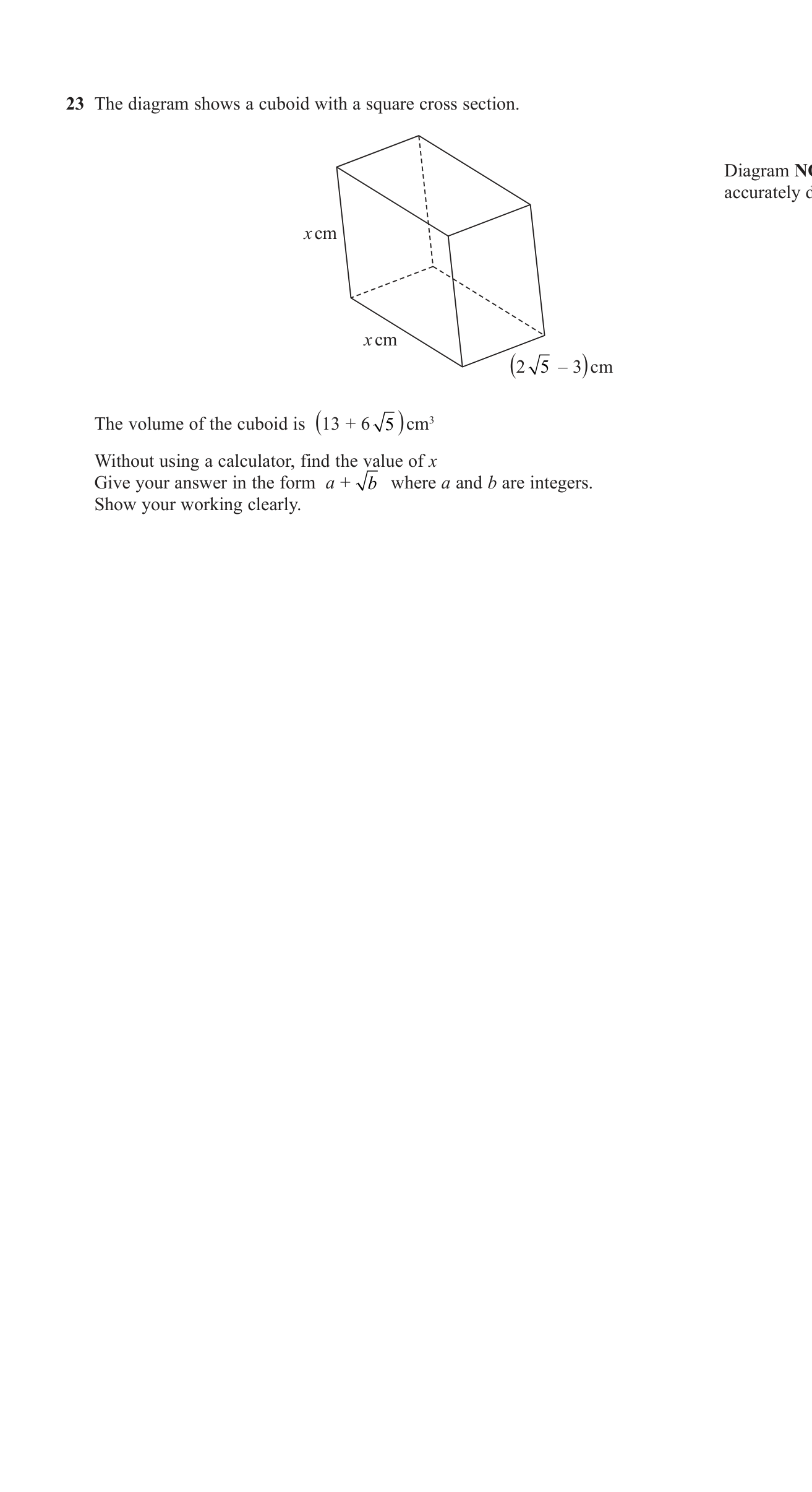 Volume and Surface Area question 11