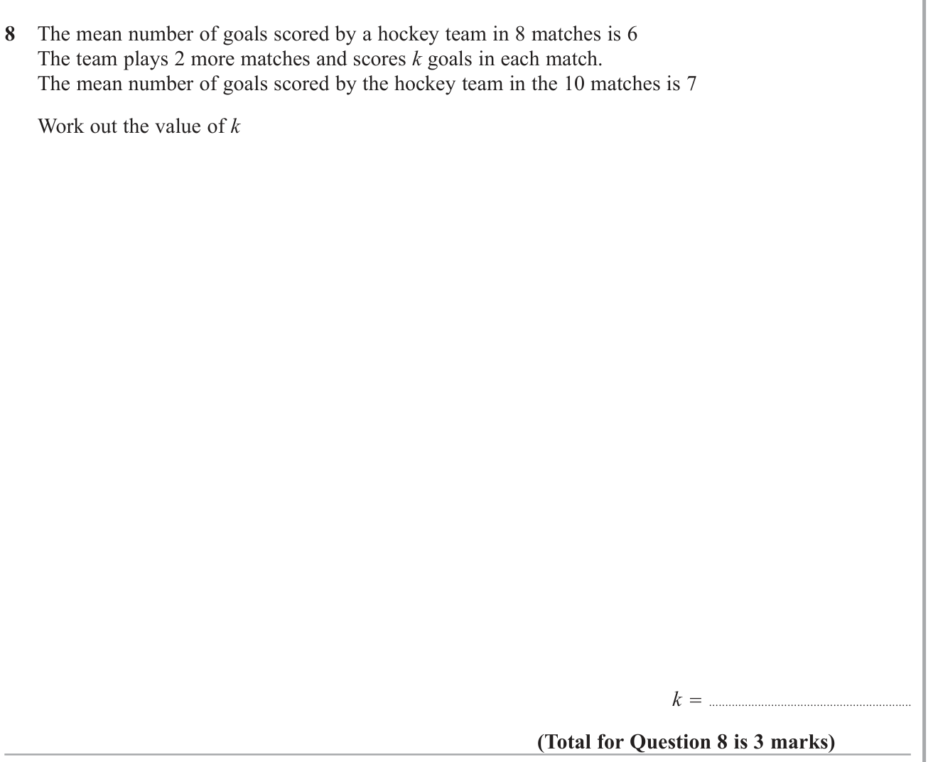 Averages (discrete data) question 6