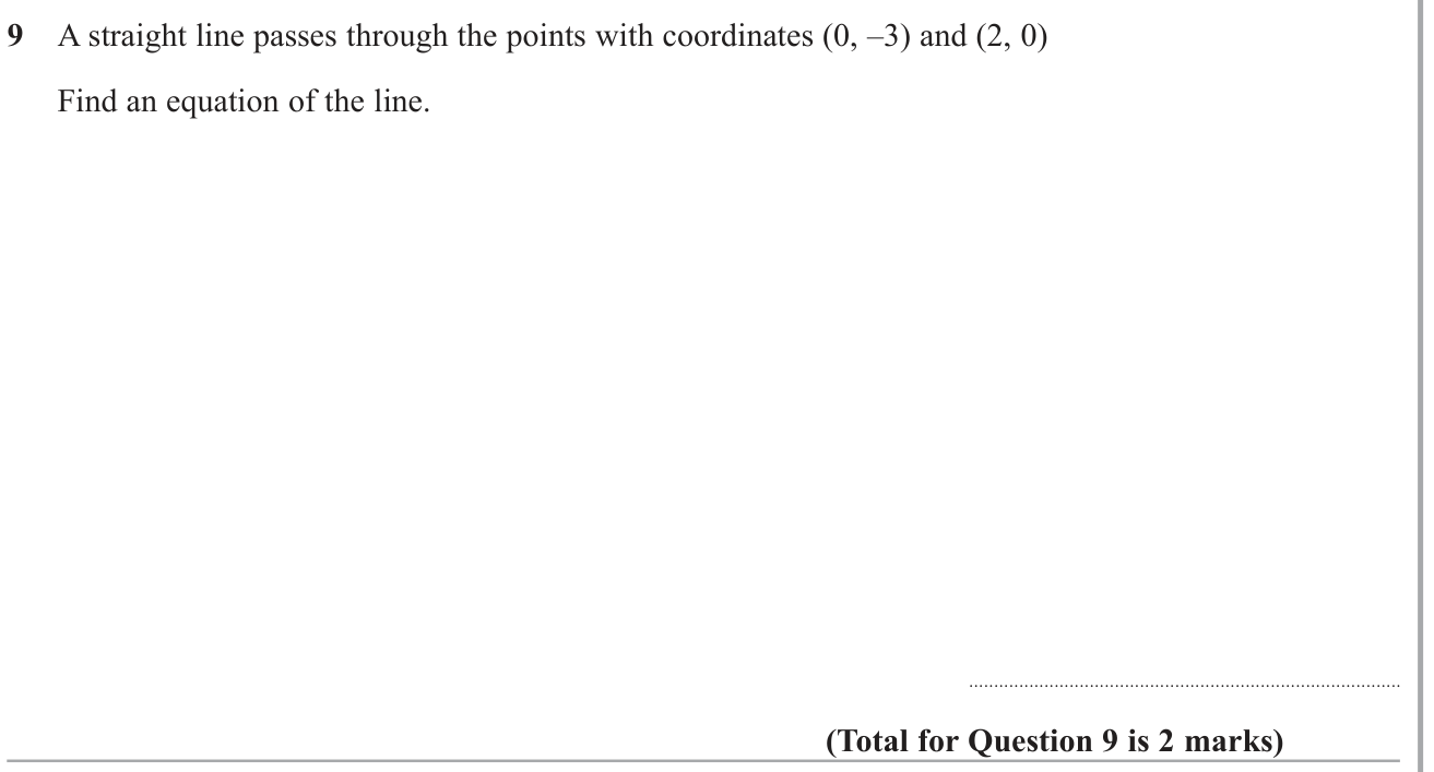Equation of a straight line question 4