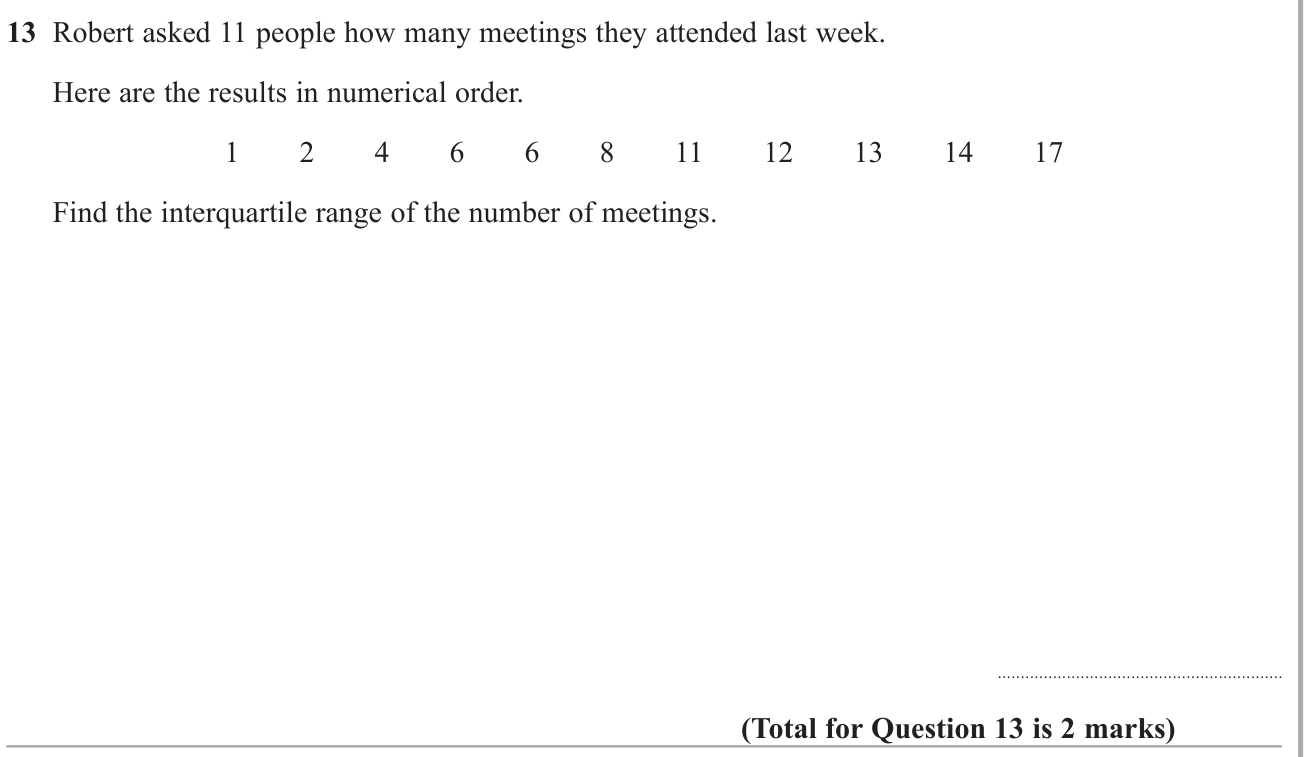 Averages (discrete data) question 7