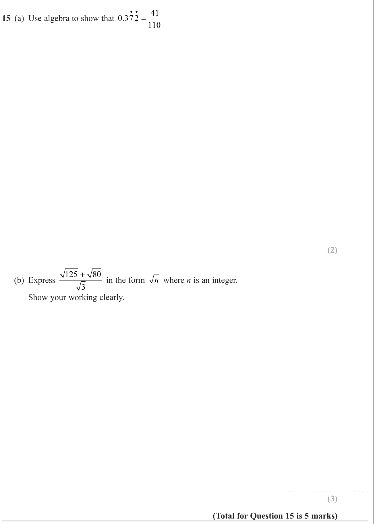 Convert recurring decimal to fraction question 4
