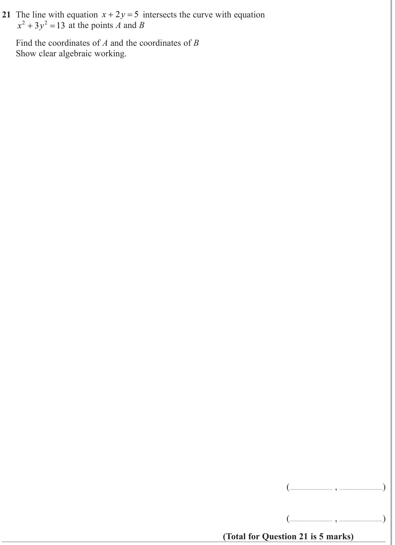 Intercepts of functions question 1