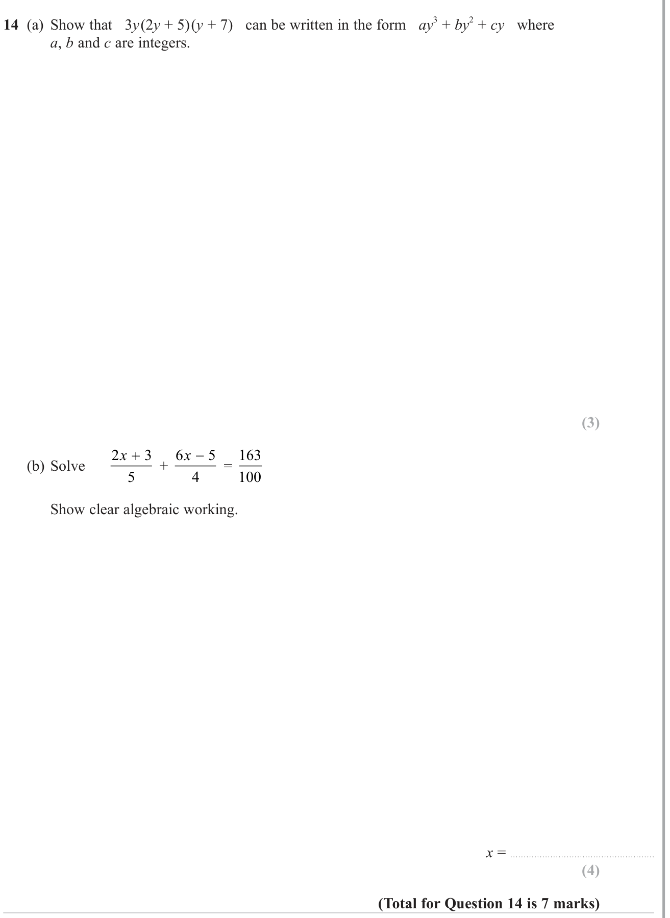 Expanding brackets question 7