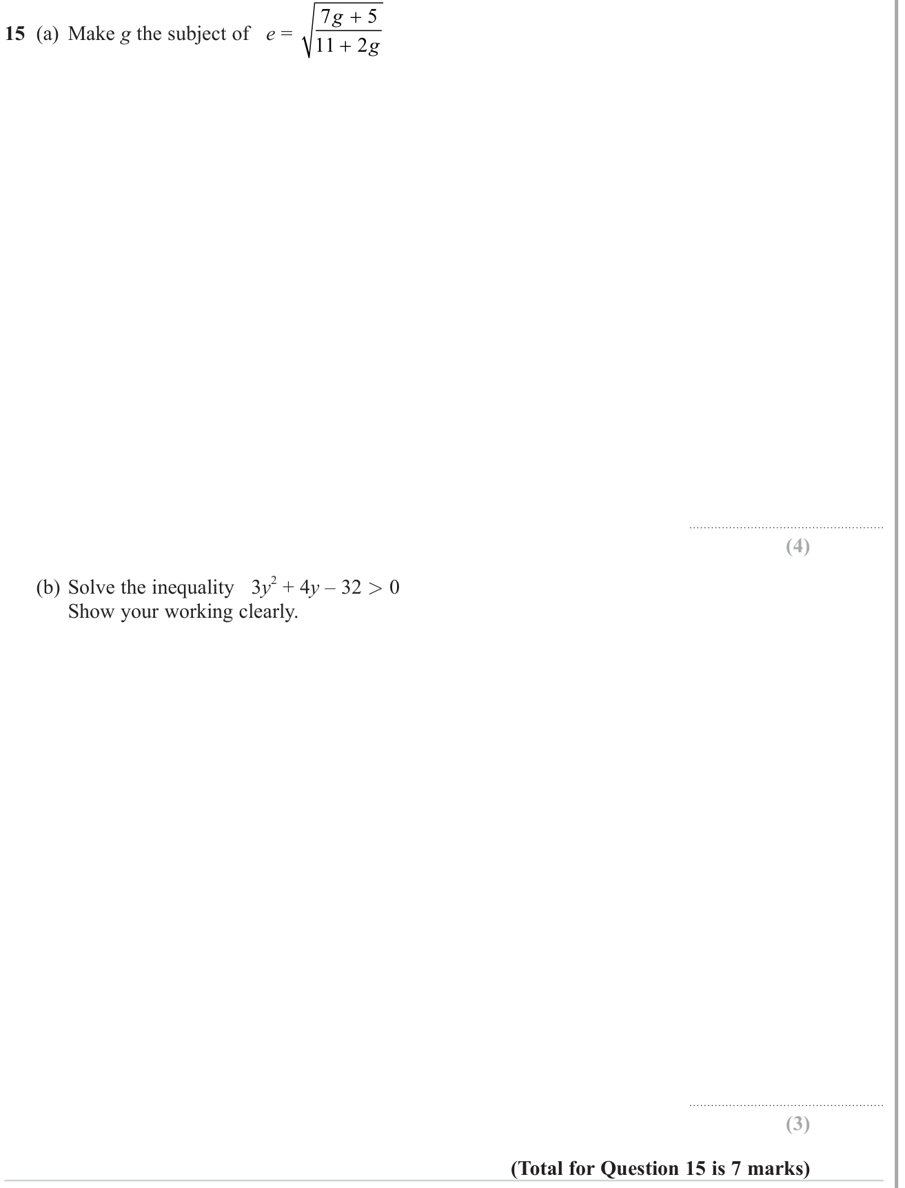 Rearranging formulae and substitution question 17