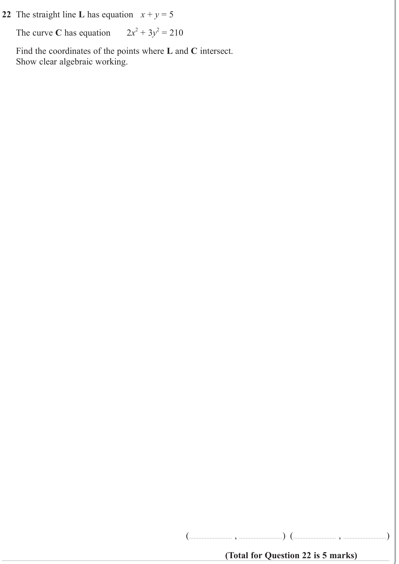 Intercepts of functions question 2