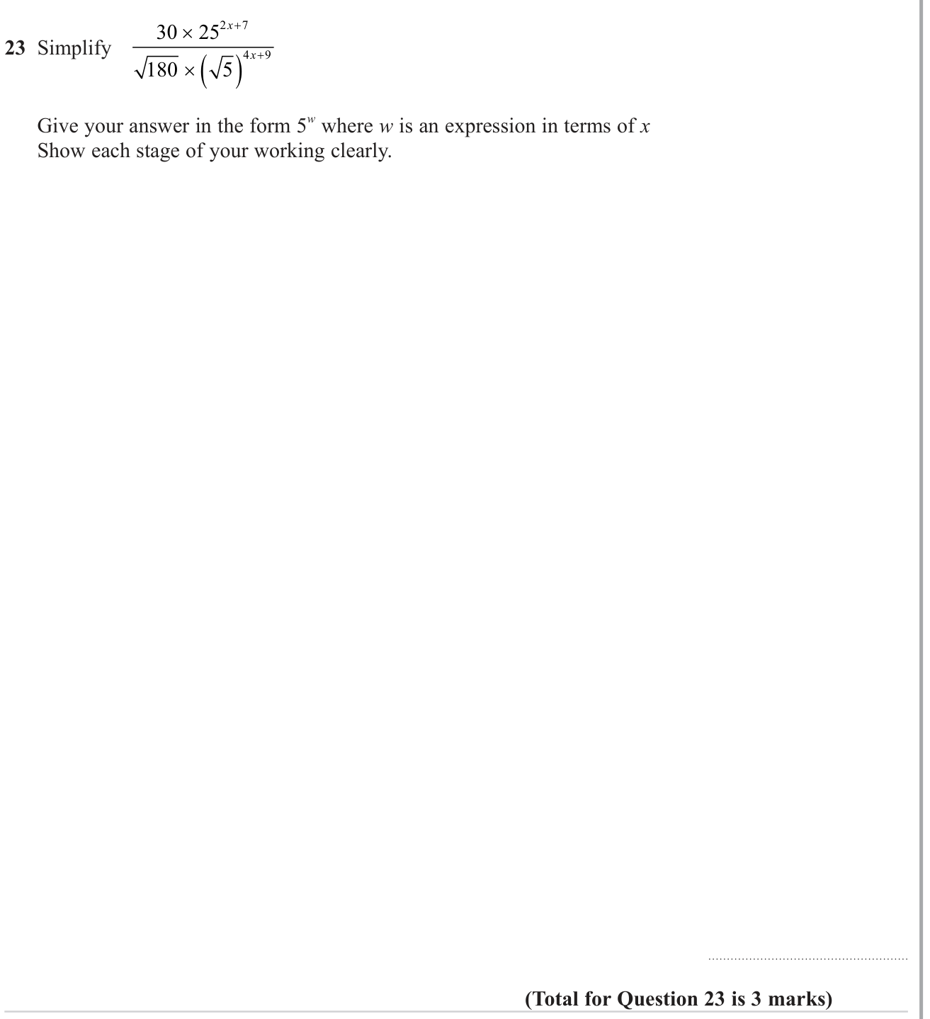 Index laws question 10